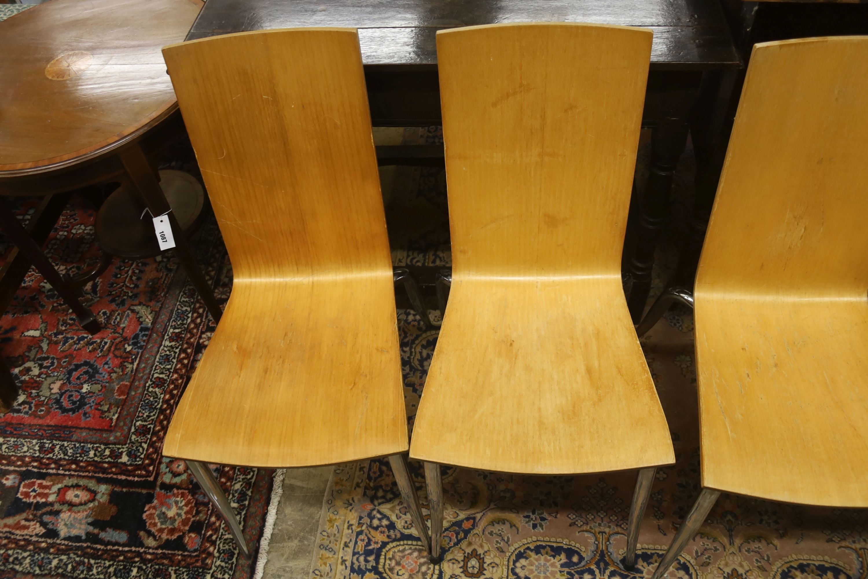 A set of four bent ply and chrome Olly Tango by Stark chairs, made in Italy
